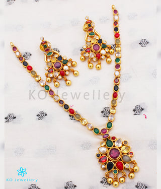 The Abhijita Silver Navratna Necklace