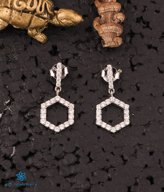 The Hexagon Sparkle Silver Earrings