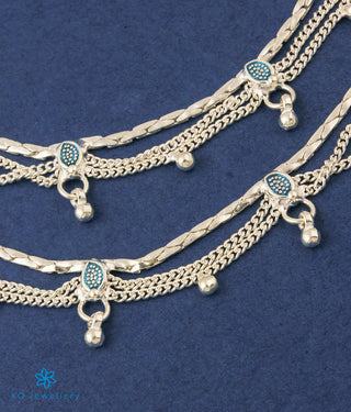 The Luna Silver Anklets (Pink/Blue)