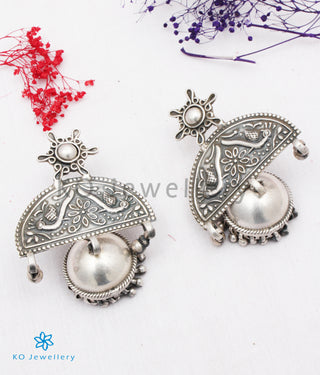 The Kundalin Silver Peacock Jhumkas