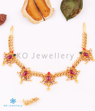 Full view of Aadi Silver Navratna Necklace with navratna stones by KO Jewellery