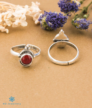 Sakshi Silver Toe-Rings (Red)