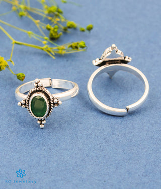 Saima Silver Toe-Rings (Green)