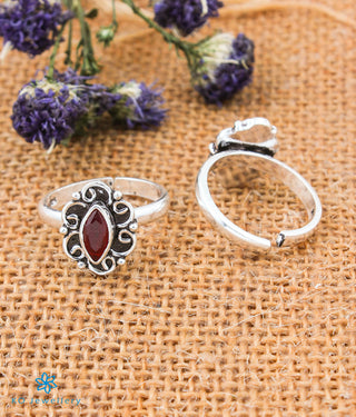 Amira Silver Toe-Rings (red)