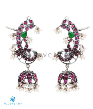 The Lasya Silver Peacock Ear-Cuff Jhumka