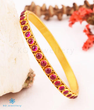 The Divya Silver Kempu Bangle(Size 2.4)