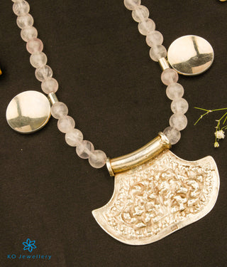 The Neeti Silver Rose Quartz  Necklace