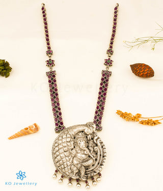 The Aadhya Silver Ganesha Kempu Necklace