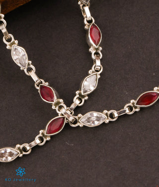 The Varna Silver Gemstone Anklets (Red/White)