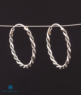 The Braid Silver Hoops (Oxidised/Medium)