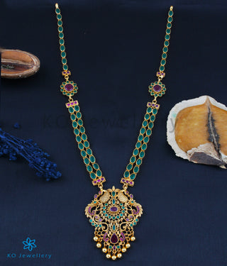 The Madhurya Silver Peacock Kempu Necklace