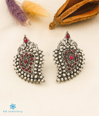 The Prashanti Silver Paisley Necklace (Red)