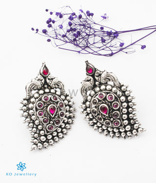 The Prashanti Silver Paisley Thread Necklace (Red)