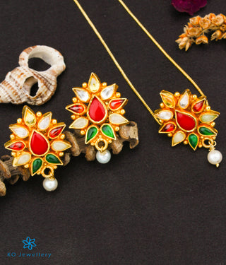 The Kriti Silver Navratna Pendant Set