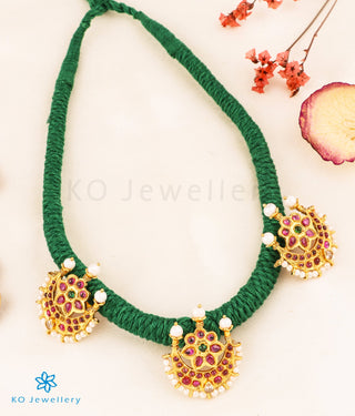 The Chandrodaya Silver Thread Necklace (Green)