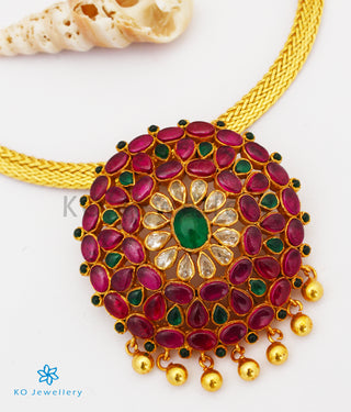 The Akriti Silver Pendant (Red/Green)