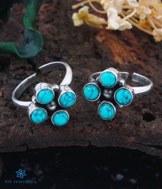 Kripa Silver Toe-Rings (Turquoise)