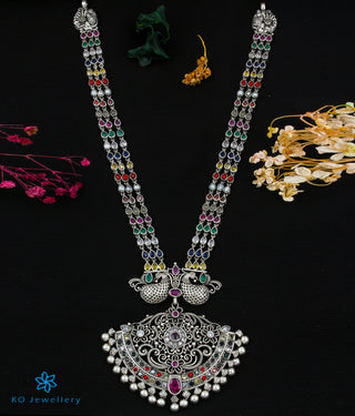 The Vasuprada Silver Mango Navartna Makarakanti Necklace