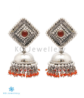 The Kshiti Antique Silver Jhumka