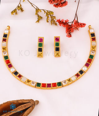 The Preksha Silver Navratna Necklace