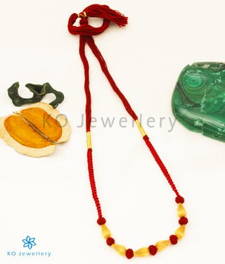 The Naveli Silver Thread Necklace (Red/6 Beads)