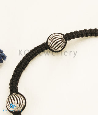 The Trisha Silver Black Thread Anklets (3 beads)