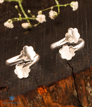 Shining Flower Silver Toe-Rings