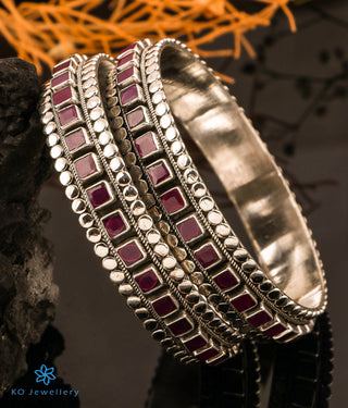 The Mihir Silver Gemstone Bangle (Size 2.6)