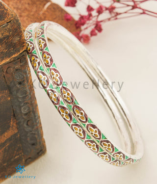 The Chittara Silver Meenakari Bangles (Brown/Green/Size 2.6)