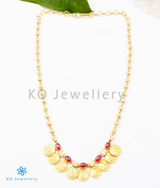 The Prarthana Silver Coin Necklace (Red/White)