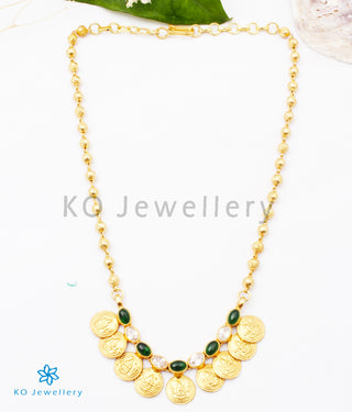 The Prarthana Silver Coin Necklace (Green)