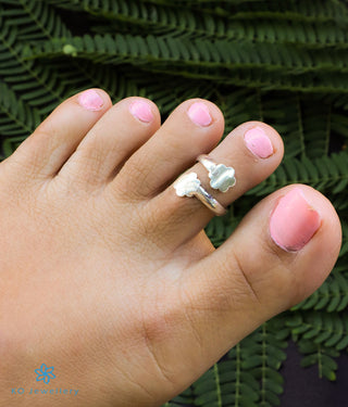 Shining Flower Silver Toe-Rings