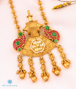 The Nidaka Antique Silver Kundan Peacock Necklace