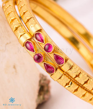 The Ruchi Silver Kempu Bangle (Red Size/2.2/2.4/2.6/2.8)