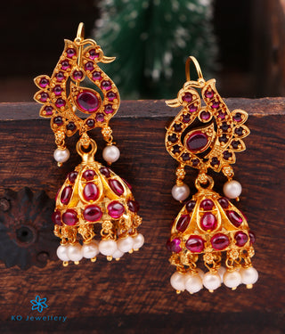 The Hridya Silver Peacock Jhumka