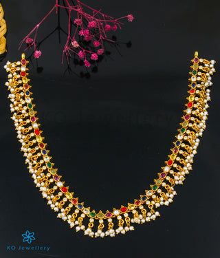 The Prerna Silver Navratna Necklace (Short)