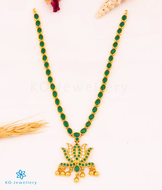 The Abja Silver Kempu Necklace (Green)