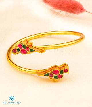 The Chayla Silver Kada Bracelet (Red/Green)