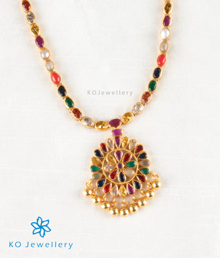 The Nimisha Silver Navratna Necklace